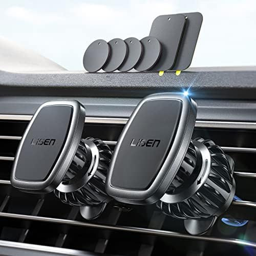LISEN Dual Pack Magnetic Phone Holder for Car Vent – Military-Grade 6 Magnet System for Ultimate Stability, Compatible with i Phone 16/15/14/13 Pro Max Plus and Samsung S25 – Effortless Installation and Universal Fit for All Vehicles