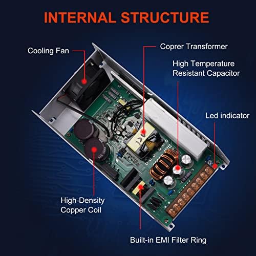 Universal 12 V 800 W AC to DC Power Supply – High-Efficiency 110 V/220 V Input Adapter for LED Strips, 3 D Printers, and More – Reliable 66 A Output Transformer for Versatile Applications and Enhanced Performance