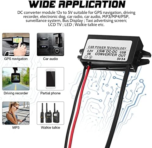 Weewooday 12 V to 5 V DC-DC Buck Module Power Converter Set – 3-Pack Micro USB Adapters for Automotive and DIY Projects with Enhanced Safety Features and Universal Compatibility