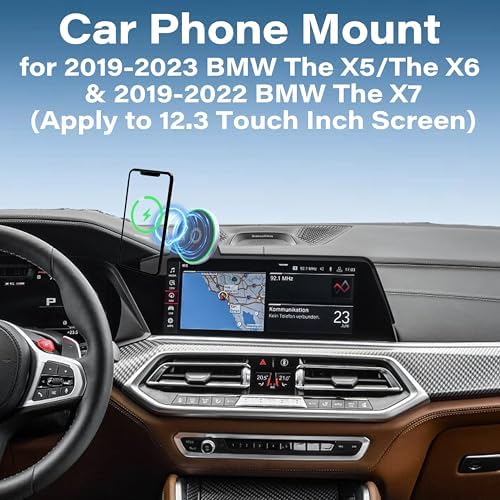 Car Phone Holder for 2024 2025 BMW The X5/X6/2023-2025 X7 Accessories Apply to 14.9 Inch Screen 15W Fast Wireless Charger Screen Fixed Clip Cell Phone Mount Hands-Free 360 Degree Rotation – Enhanced Compatibility and Speed