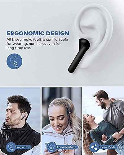 Elevate Your Sound Experience with Premium Bluetooth 5.0 Wireless Earbuds – Noise-Cancelling, IPX8 Waterproof, and Fast-Charging In-Ear Headphones for Crystal Clear Audio on Apple, Samsung, and Android Devices (Black) – Ultimate Comfort and Durability for Everyday Adventures