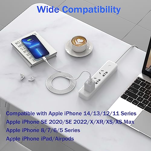 10 FT MFi Certified i Phone Charger Cable – 2 Pack USB to Lightning Fast Charging Cords for i Phone 14/13/12/11 Pro Max/SE 2022/X/XR & i Pad – Durable, Tangle-Free Design for Ultimate Charging Flexibility and Speed