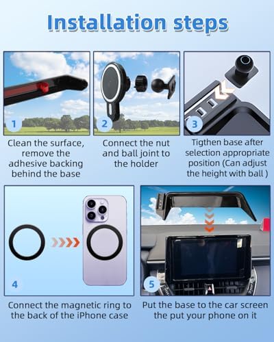 Upgrade Your Toyota Tundra or Sequoia Driving Experience with the 360° Rotating Mag Safe Phone Holder – Premium Dashboard Mount Designed for 2020-2025 Models, Ensures Safety, Accessibility, and Sleek Aesthetics Without Air Vent Obstruction