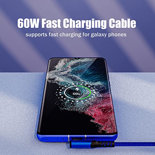 Ultimate 10 ft Type C Fast Charging Cable – 90-Degree USB to USB C Braided Cord (3-Pack) for i Phone 16/15 and Galaxy S Series – Enhanced Durability & Vibrant Colors for Seamless Charging Experience