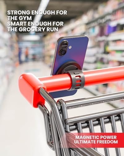 Gym Stationary Bike Mount with Adjustable Straps for Magsafe – Magnetic Phone Holder for Gym Equipment & Golf Push Cart – Compatible with Peloton Accessories – Strong Rear Magnets for Secure Hold – Enhanced Compatibility and Speed