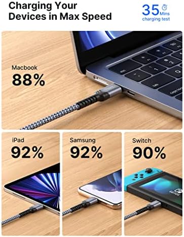 JSAUX 10 FT 240 W USB C to USB C Charging Cable – Premium Nylon Braided Fast Charger for Mac Book Pro, i Phone 16/16 Pro Max, Samsung Galaxy, Pixel – Enhanced Durability and Data Transfer Speeds – Ultimate Compatibility for Modern Devices