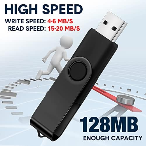 Aoriher 50-Pack USB 2.0 Flash Drives – Portable 128 MB Thumb Drives with Swivel Design and Lanyards for Effortless Data Management – Ideal for Office and School Use – Fast and Reliable Storage Solutions