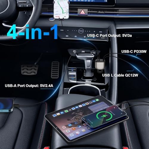 Ultimate Retractable 4-in-1 Car Charger – Fast Charging Solution with 2.6 ft Cable, Dual USB-C & Phone Compatibility for i Phone 16/15 Pro Max, Galaxy, Pixel – Essential Travel Accessory for Multi-Device Power Needs