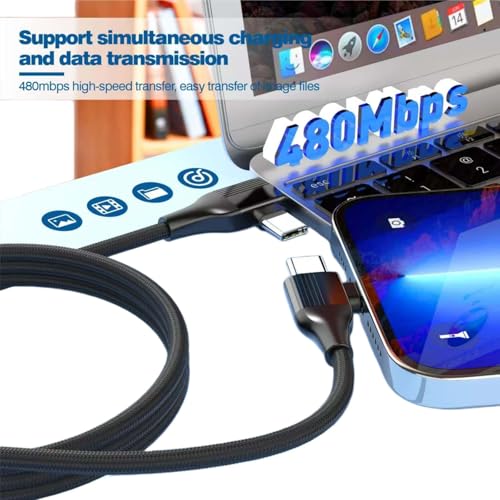 Versatile 4 in 1 Charging Cable Duo – 60 W Fast Charge & Data Sync Solutions for i Phone, i Pad, Laptop & More – MFi Certified Lightning, USB-C, USB-A Compatibility, 3.3 FT Durable Length for Effortless Connectivity – All-in-One Multi Charger Cord for Enhanced Efficiency and Reduced Clutter