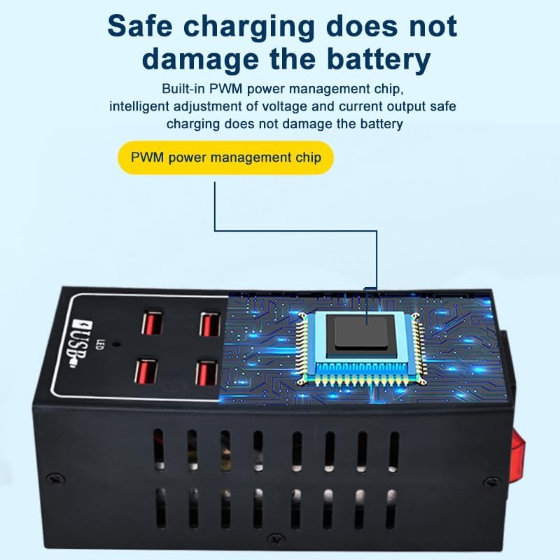 Ultimate 10-Port USB Charging Hub – Fast 60 W Power Delivery Multi-Port Charger for i Phone 13/14/15, Tablets & More – Intelligent Overcharge Protection for Home, Office, and Public Use – Sleek Desktop Accessory for Efficient Device Management
