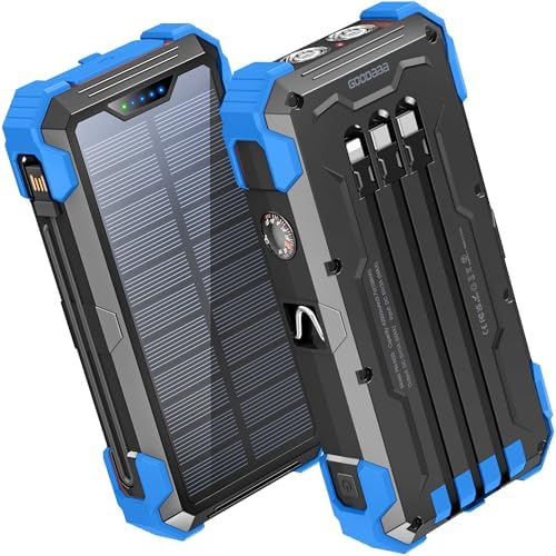GOODaaa 42800 m Ah Portable Solar Power Bank with Built-in Cables and 15 W Fast Charging – Multi-Device Outdoor Charger with 5 Outputs, 3 Inputs, Emergency Flashlight and Durable Carabiner for Ultimate Convenience and Reliability GOODaaa 42800 m Ah Portable Solar Power Bank with Built-in Cables and 15 W Fast Charging – Multi-Device Outdoor Charger with 5 Outputs, 3 Inputs, Emergency Flashlight and Durable Carabiner for Ultimate Convenience and Reliability