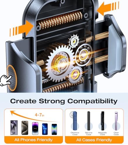 VICSEED Military-Grade Car Phone Holder Mount – Ultra-Stable Anti-Shake Design for CD Slot & Air Vent Installation, Thick Case Compatible for i Phone 16, 15, 14 & All Samsung Models – Unmatched Durability & Versatile Usage for Enhanced Driving Safety