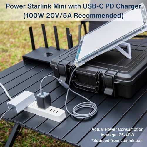 DC Female to USB-C Male Waterproof Power Adapter Cable for Starlink Mini – 100 W PD Power Delivery for Fast Charging, Ideal Outdoor Power Solution, Compatible with USB-C Chargers and Power Banks, Durable and Weather-Resistant Design for Uninterrupted Connectivity