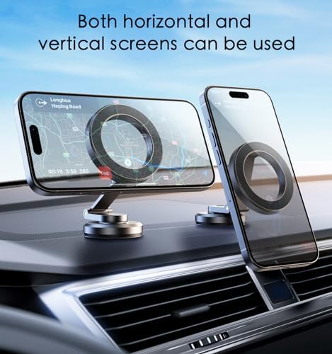 Magnetic Dashboard Phone Holder for Cars – Versatile Rotatable Mount for i Phone 15, 14, 13, 12 Pro Max Plus Mini & All Smartphones – Superior Stability for Hands-Free Navigation and Quick Access