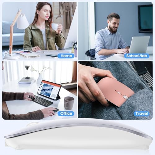 Sleek Rechargeable Bluetooth Mouse – Ultra-Quiet Wireless Mice for Laptops, Mac Books, i Pads, and Android PCs – Ergonomic Design for Comfort and Versatility – Compatible with Windows and Linux – Perfect for Work and Study