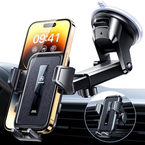 VANMASS 2025 Premium Car Phone Holder – Unmatched 85+ LBS Suction Power for Secure Hands-Free Navigation | Universal Compatibility with i Phone 16 Pro Max, 15, 14, 13 & Android Devices | Versatile Windshield, Dashboard & Air Vent Mount for Maximum Convenience | Durable Design Ensures Safe Driving Experience