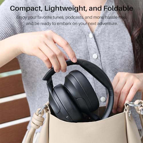 TOZO HT2 Wireless Over-Ear Headphones with Superior Active Noise Cancellation – Immerse in 60-Hour Playtime, Personalized Hi-Res Audio with Custom EQ, and Rich Deep Bass – Luxurious Khaki Design for Home, Office, and Travel Enthusiasts Seeking Unmatched Comfort and Sound Quality