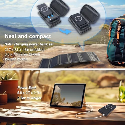 High-Efficiency 2-in-1 Solar Power Bank with Detachable Solar Panel – 10000 m Ah Portable Battery Pack for Outdoor Adventures, Featuring 15 W Wireless Charging, 20 W PD & 18 W QC3.0 Fast Charging, Dual USB Ports for Multiple Devices