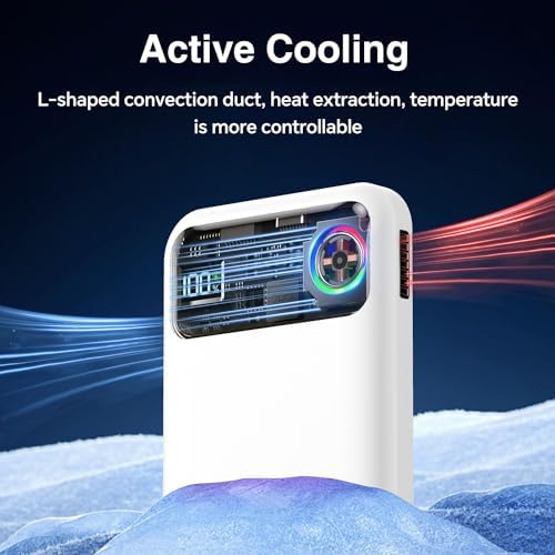 Ultra-Fast Magnetic Power Bank with 11,000 m Ah Capacity and Active Cooling Technology – Transparent Portable Charger for i Phone 14/13/12 Pro & Mag Safe Compatibility – 20 W USB-C Input/Output for Rapid Charging and Enhanced Device Safety