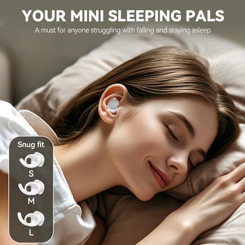 Ultimate Comfort Wireless Bluetooth Noise-Canceling Earbuds for Side Sleepers – 7-Hour Battery Life, Tailored Design for Gaming and Sleep, Immersive Sound Experience (White)
