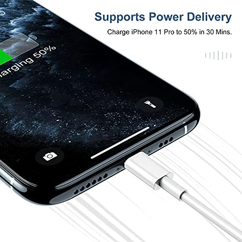 Premium 2 Pack USB C to Lightning Cable – 6 ft Apple MFi Certified Fast Charging Cord for i Phone 13/12/11 Pro/Max, Durable Power Delivery Charging Solution in Sleek Black – Unmatched Speed and Compatibility for On-the-Go Users