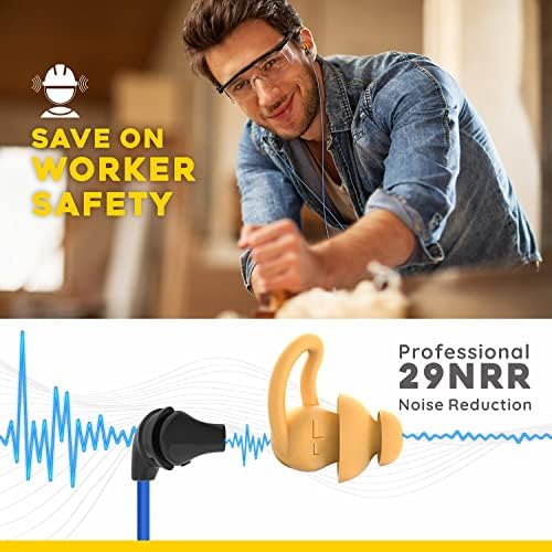 MIPEACE Custom-fit Noise Reduction Ear Plug Headphones for Construction Work – Durable, Ergonomic Earbuds with Superior Sound Quality and Enhanced Device Compatibility for Maximum Comfort and Focus in Industrial Settings