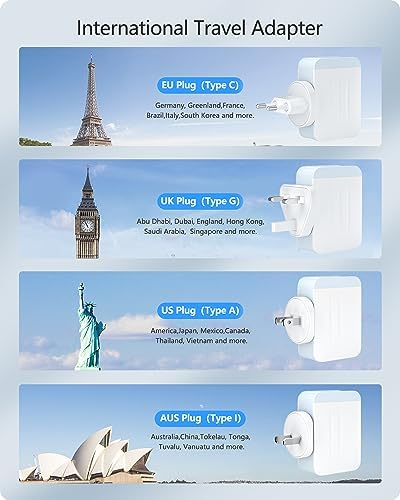 LENCENT 4-Port USB Wall Charger – 22 W Fast Charging Travel Adapter with International Plug Compatibility for i Phone & i Pad – Compact Power Solution for Global Travelers – Lightweight, Efficient Multi-Device Charging for Any USB-Powered Device