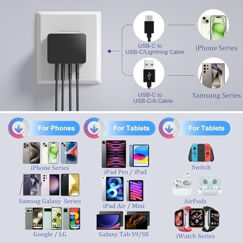 Costyle 40 W Dual USB-C & USB-A Charger Block 2-Pack – Ultra-Fast Compact Wall Adapter for i Phone 15/14/13/12/11 Pro, i Pad, Air Pods & Samsung Devices – Versatile QC+PD 3.0 Technology for Rapid Multi-Device Charging and Space-Saving Portability