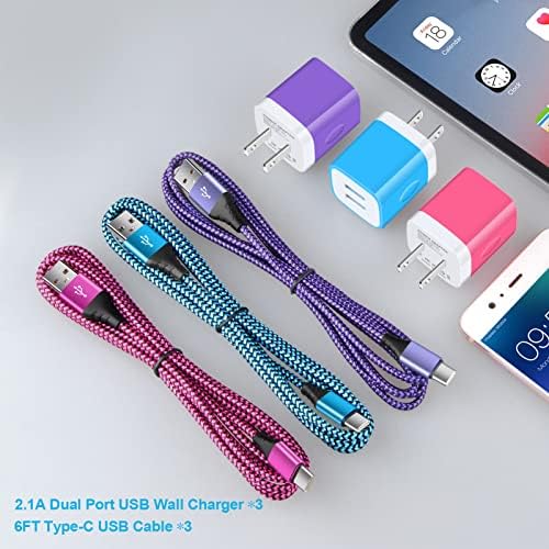 Ultimate Fast Charging Dual Port USB Wall Charger Trio – 2.1 A Quick Charge Adapter with Type C Cable for Samsung Galaxy S24 Ultra, i Phone 16, Google Pixel 9 Pro & More – Perfect Travel-Ready Power Solution for Active Lifestyles