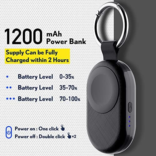 Compact PZOZ Wireless Travel Charger for Apple Watch – 1200 m Ah Fast Charging Power Bank with Keychain Design, Compatible with Series Ultra, 10, 9, 8, 7, 6, 5, 4, 3, 2, SE – Essential Portable Power Solution for On-the-Go Professionals and Fitness Enthusiasts in Sleek White Finish