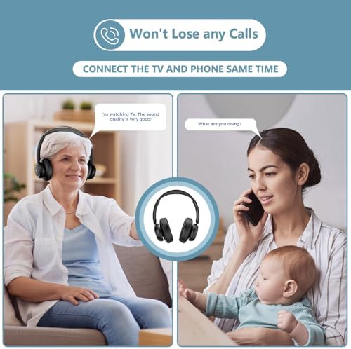 Premium Wireless Headphones for Seamless TV Enjoyment – Advanced Low Latency Technology for Instant Audio Synchronization, Perfect for Seniors and Caregivers, Luxurious Over-Ear Comfort with Convenient Charging Dock, Superior Sound Performance in Stylish Black, Universal Bluetooth Compatibility for Enhanced Entertainment Experience