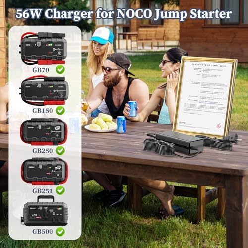 Essential 14 V 56 W AC Power Supply for NOCO Jump Starters – Rapid Charging Solution Compatible with GB70, GB150, GB250+, GB251+, GB500 Models – Compact & Safe Emergency Tool for Instant Vehicle Assistance