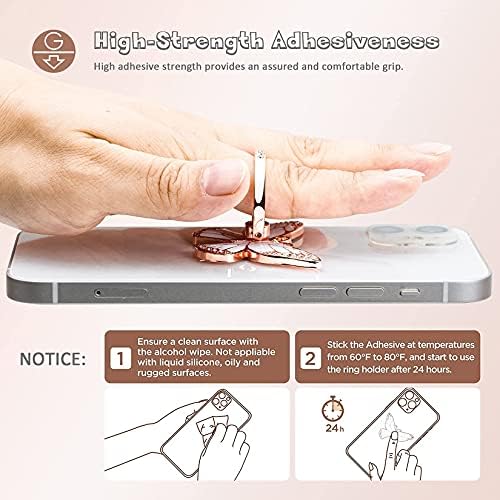 Glitter Butterfly Phone Ring Grip Holder – 360-Degree Rotating Kickstand for i Phone, Samsung Galaxy & Android – Stylish Rhinestone Design for Enhanced Durability and Comfort – Perfect Gift for Women and Girls – Secure Adhesive for Optimal Grip – Versatile Stand for Video Calls, Streaming & More