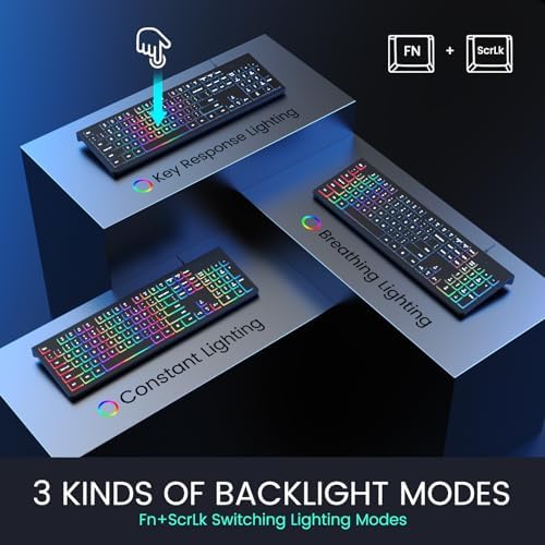 Upgrade Your Typing Experience with the Spill-Resistant USB Wired Keyboard – Low Profile Chiclet Keys, Large Number Pad, and Ergonomic Design for Enhanced Comfort and Speed – Perfect for Professionals and Home Users (Black)