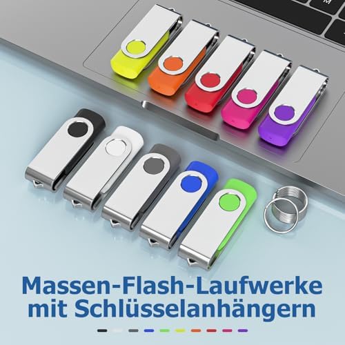 Reliable Wooolken 32 GB USB Flash Drives 10-Pack – Portable Memory Sticks with Keychains for Effortless File Transfers on PC & Laptop – Fast USB 2.0 Storage Solution in Sleek Black Design