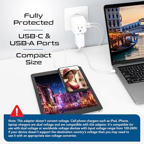 Compact Travel Power Adapter Set for Brazil, Peru & Chile – 20 W Dual USB & USB-C Charger with 2 USA Sockets – Fast Charging with Type C & N Attachments – Portable Plug Converter for Global Travelers – Stay Connected Anywhere