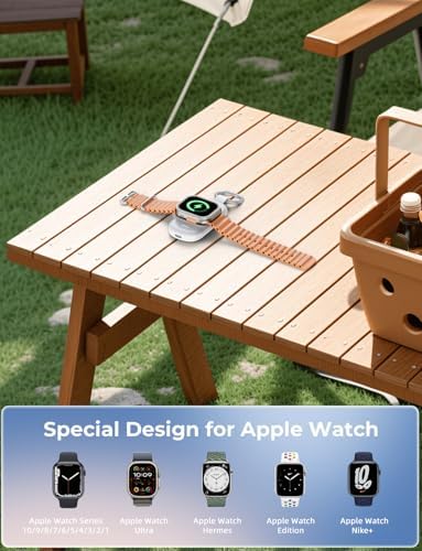 Portable Magnetic Wireless Charger for Apple Watch – 1200 m Ah Keychain Power Bank for Effortless Charging on the Go – Universal Compatibility with All Apple Watch Series Including Ultra Models – Ideal Fast Charging Solution for Active Lifestyles