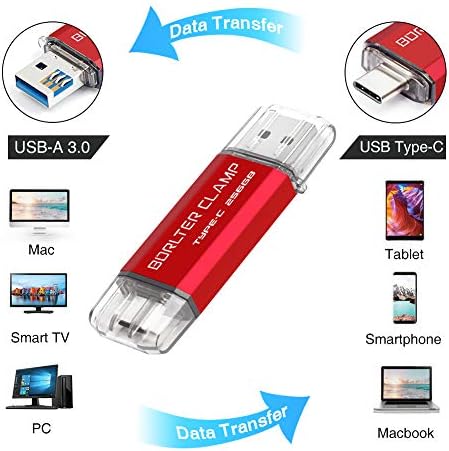 High-Speed 512 GB Dual Port USB 3.0 Type C Flash Drive – Versatile OTG Memory Stick for Android Smartphones & PCs, Compatible with Samsung Galaxy S10/S9/S8/Note 9, LG, Google Pixel – Compact & Stylish Red Design for Effortless File Transfers