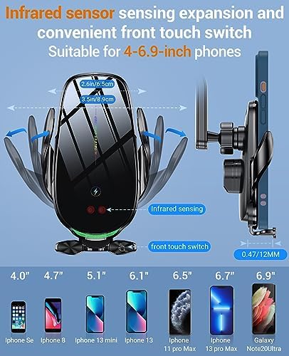 Portable 15 W Fast Wireless Car Charger with Auto-Clamping Technology for Seamless i Phone & Samsung Compatibility – Effortless Charging On-the-Go, Enhanced Safety & Stability for Modern Drivers