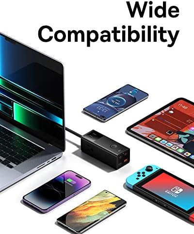 Baseus 1200 J Surge Protector Power Strip – PD 40 W USB-C Fast Charging Station with 3 AC Outlets & 3 USB Ports for Ultimate Device Compatibility in Home, Office, or Dorm Room – Safe, Efficient, and Compact Charging Solution