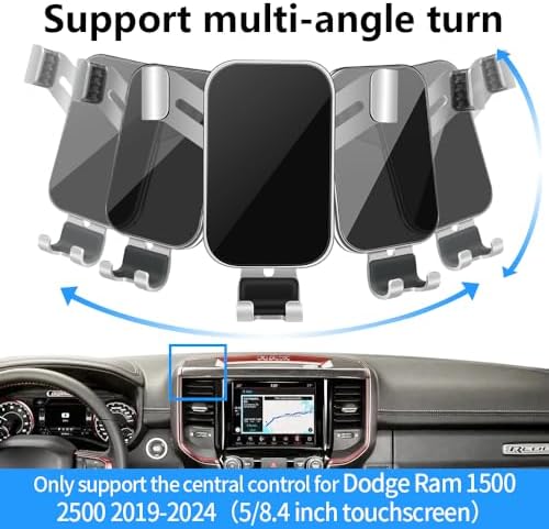 Dodge RAM 2013-2018 Premium Car Phone Holder: Enhanced Stability & Charging Cradle for 1500, 2500, 3500 Models – Ultimate Mobile Accessory for Safe Navigation & Hands-Free Communication