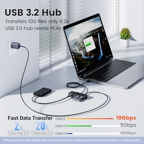 Revolutionize Your Connectivity with the Qeefun 4-Port USB 3.0 Hub – High-Speed 5 Gbps Data Transfer, Individual LED Power Switches, and 2 ft Extension Cable for Ultimate Flexibility – Perfect USB Splitter for Laptops, PCs, i Macs, and More! Enhance Your Workspace Efficiency and Control Multiple Devices Effortlessly!