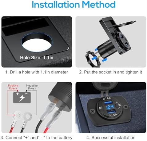 Linkstyle 2 PCS 12 V Dual USB Power Outlet – 18 W Quick Charge 3.0 with LED Voltmeter & ON/OFF Switch for Enhanced Automotive & Marine Charging Efficiency