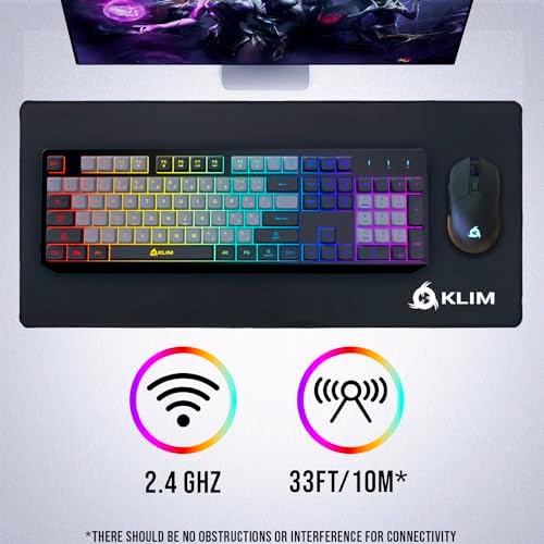 KLIM Chroma RGB Wireless Gaming Keyboard – Ultimate Performance with Long-Lasting Rechargeable Battery, Quick Typing & Water-Resistant Design for PC, PS5, PS4 & Mac – Elevate Your Gameplay with Stunning Backlighting & Enhanced Compatibility
