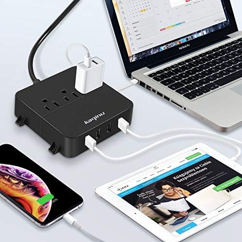 Compact Wall Mountable Power Strip with 4 USB Ports & 3 AC Outlets – Ideal Travel Companion with 5 ft Extension Cord, On/Off Switch, and Enhanced Compatibility for Cruise Ships, Hotels, and Offices (Black) – Ultimate Charging Solution for Modern Lifestyles