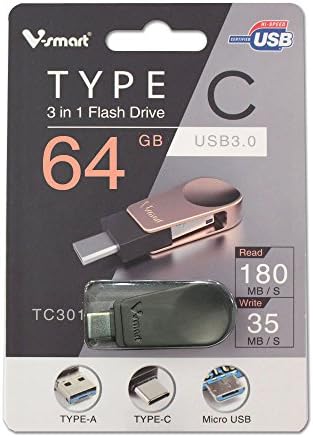 Revamp Your Data Storage with the TC-301 3-in-1 USB 3.0 Flash Drive – Versatile Type C, Type A & Micro Connectors, 64 GB High-Speed OTG Solution for Smartphones, Tablets & New Mac Books!