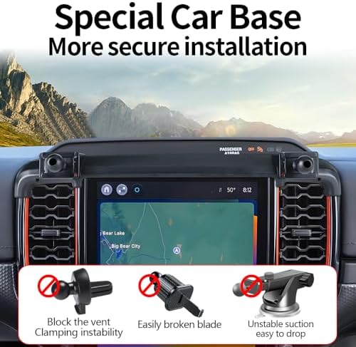 Ford Ranger 2024-2025 Crew Cab Raptor Custom Fit Car Phone Holder – 360-Degree Rotation Dashboard Mount for Enhanced Navigation and Safety – Durable Mobile Device Cradle for Easy Access and Installation – Essential Auto Accessory for Modern Driving
