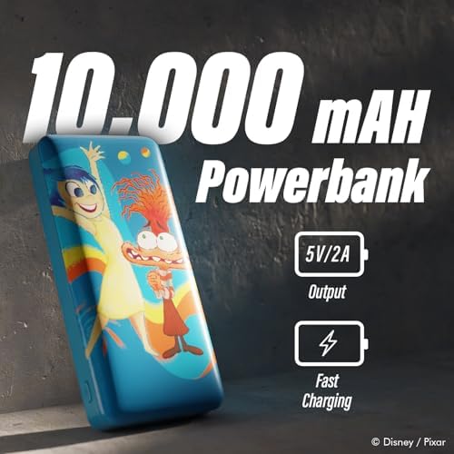 Disney Pixar Inside Out 2 10,000 m Ah Power Bank – Universal Portable Charger for All USB Devices – Quick Charge Battery Pack Gift for Kids, Teens, Men & Women – Fun and Functional Accessory for On-the-Go Power Solutions