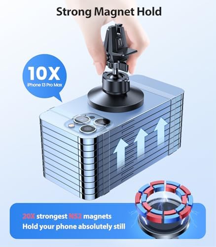 VICSEED Mag Safe Car Mount – Ultimate Magnetic Phone Holder for i Phone 16 Pro Max, 15, 14, 13, 12 Plus & Mini | 360-Degree Adjustable Vent Clip for Enhanced Safety & Convenience | Powerful Magnet for Unmatched Stability & Effortless Hands-Free Navigation | Sleek Design for Modern Vehicles