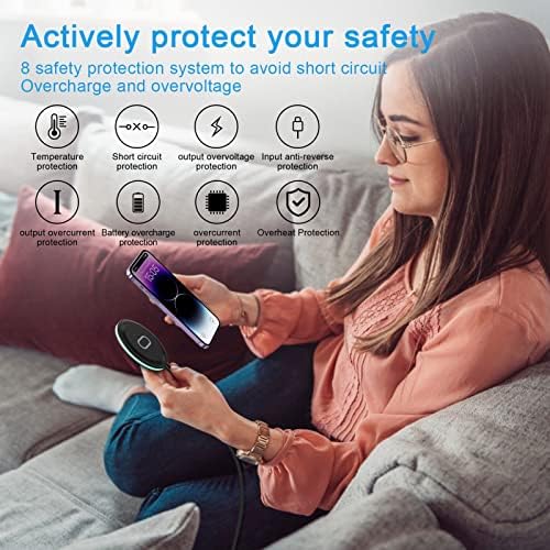 15 W Fast Wireless Charging Pad – Universal Qi-Compatible Charger for i Phone 15 Pro Max, Google Pixel Series, and Samsung Galaxy Devices – Sleek and Portable Design with Safety Protection Features for Effortless Charging on the Go